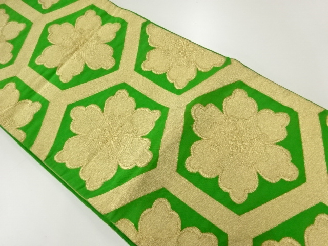 アンティーク　亀甲繋ぎに花模様織出し袋帯（材料）